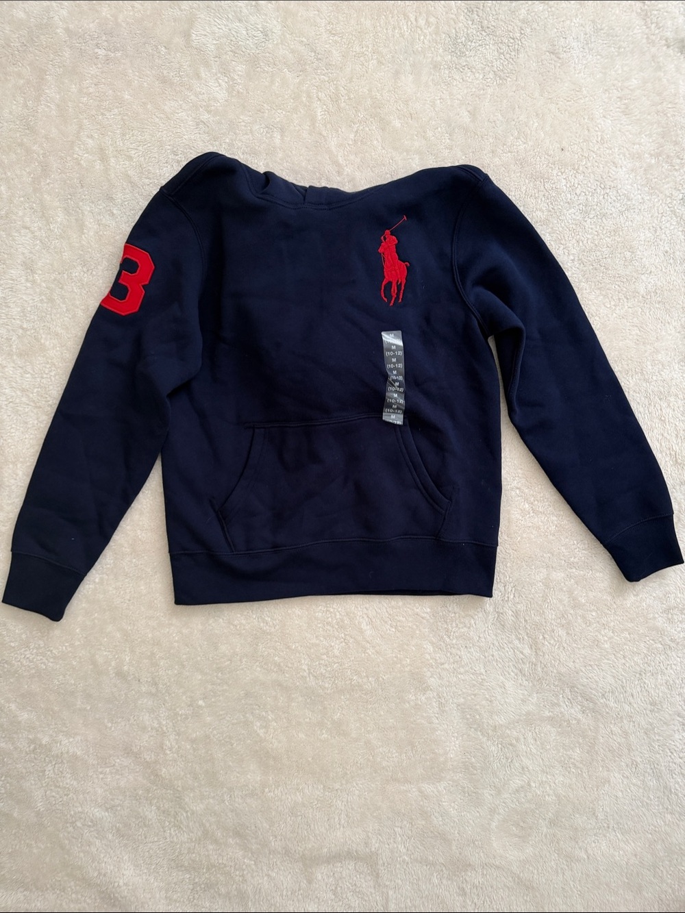 Polo by Ralph Lauren Navy Sweatshirt with Red Polo Player & Sleeve 3